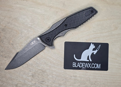 Zero Tolerance 0393GLCF Flipper 3.5" CPM-20CV Satin/Stonewashed Plain Blade, Glow Carbon Fiber Ti handle