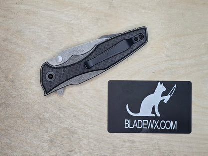 Zero Tolerance 0393GLCF Flipper 3.5" CPM-20CV Satin/Stonewashed Plain Blade, Glow Carbon Fiber Ti handle