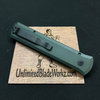 Protech Godfather Auto 921 GREEN, Black Blade Solid Dark Green Handle Black HW