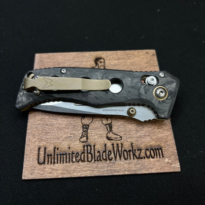 Benchmade 273-03 Shane Sibert Mini Adamas Folding Knife 3.25" CPM-MagnaCut Satin Plain Blade, Marbled Carbon Fiber Handles, AXIS/Crossbar Lock