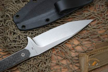 Blackside Customs Fedele X Fixed Blade Black CF 4.5" N690C Stonewash BSC-FX3