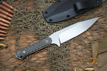 Blackside Customs Fedele X Fixed Blade Black CF 4.5" N690C Stonewash BSC-FX3