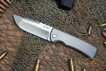 Chaves Redencion 229 Kickstop Drop Point Knife Titanium (3.63" Belt Satin)