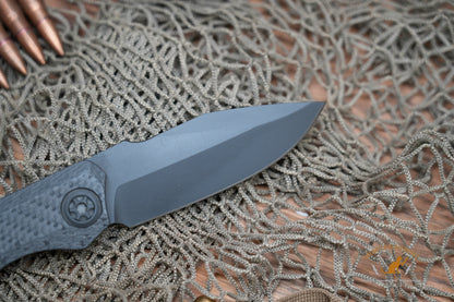 HERETIC KNIVES WRAITH AUTO DISTRESSED DLC FULL CARBON FIBER