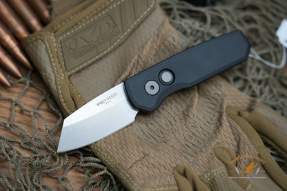 ProTech Runt 5 Black Aluminum Handle, Stonewash Blade