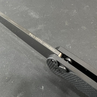 Pro-Tech Malibu Black Blade Reverse Tanto 20-CV Button Lock Knife Black