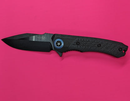 HERETIC KNIVES WRAITH FLIPPER DISTRESSED DLC Ti/ CARBON FIBER