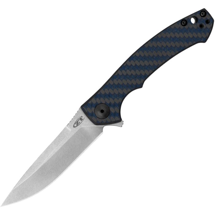 Zero Tolerance 0450BLUCF Dmitry Sinkevich Flipper 3.25" Mangnacut Blue Carbon fiber