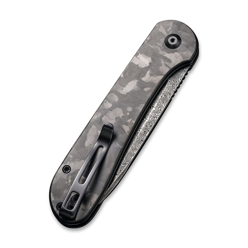 CIVIVI Button Lock Elementum Pocket Knife Carbon Fiber Handle (3.47" Damascus Blade)