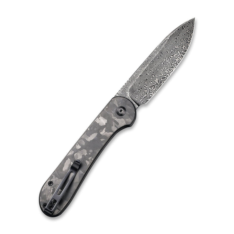 CIVIVI Button Lock Elementum Pocket Knife Carbon Fiber Handle (3.47" Damascus Blade)