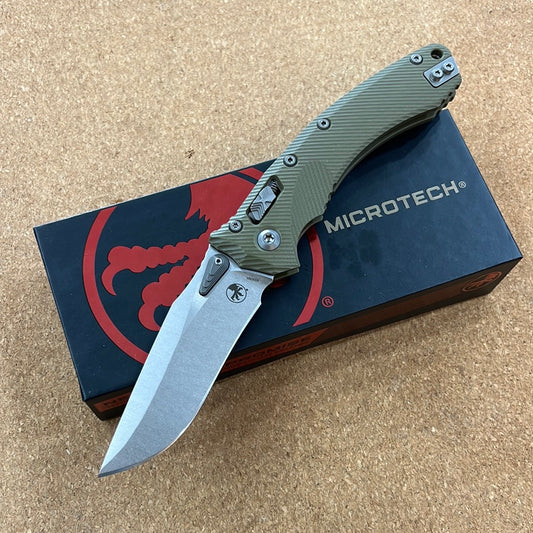 Microtech Amphibian RAM-LOK S/E Black Fluted G-10 Stonewash Standard 137RL-10FLGTBK