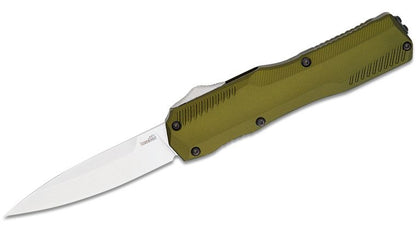 Kershaw 9000OL Matt Diskin Livewire OTF AUTO Knife 3.3" CPM-MagnaCut Stonewashed Spear Point Blade, Green Aluminum Handles, Reversible Clip