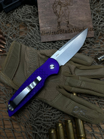 Pro-Tech TR3 Tactical Response Stonewash Blade X1 Blue Fish Scale Handle