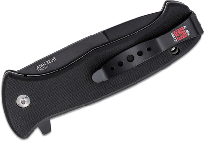 Al Mar SERE 2020 Night G Assisted Flipper Knife 3.6" D2 Black Talon Drop Point, Black G10 Handles, Liner Lock - AMK2206