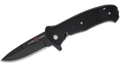 Al Mar SERE 2020 Night G Assisted Flipper Knife 3.6" D2 Black Talon Drop Point, Black G10 Handles, Liner Lock - AMK2206