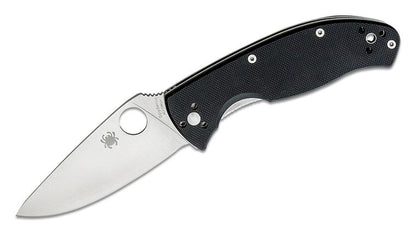 Spyderco Tenacious Folding Knife 3-3/8" Satin Plain Blade, Black G10 Handles, Liner Lock - C122GP