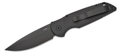 Pro-Tech TR-3L-2 Left Handed Tactical Response III AUTO Folding Knife 3.375" 154CM Black DLC Plain Blade, Black Milled Aluminum Handles