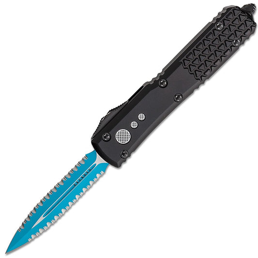 Microtech Ultratech Jedi Knight OTF Knife Black (3.4" Blue Full Serr) 122-D3 JK