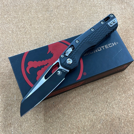 Microtech 210T-1PMBK MSI RAM-LOK Manual Folding Knife 3.88" Bohler M390MK Black Modified Sheepsfoot Plain Blade, Black Injection Molded Polymer Handles, AXIS/Crossbar Lock