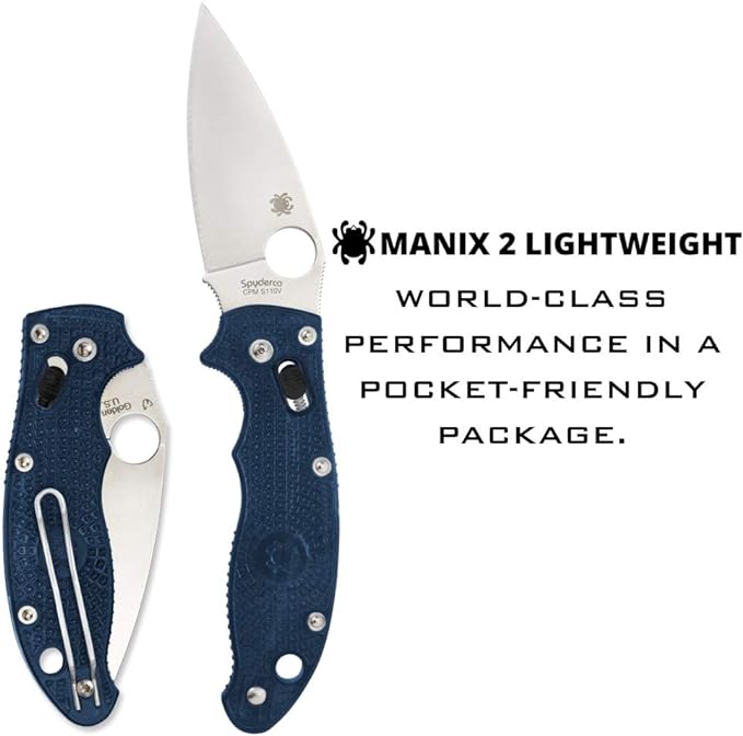 Spyderco Manix 2 Lightweight Folding Knife 3.37" Satin Plain S110V Blade