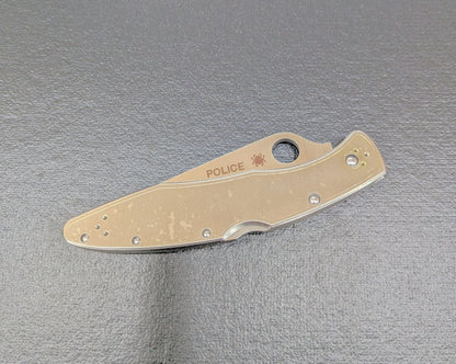 Spyderco Police Stainless Folding Knife 4.39" VG10 Satin Plain Blade,- C07P