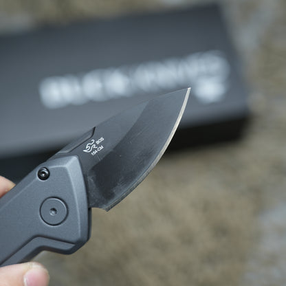 Buck 839 Mini Deploy AUTO Folding Knife 1.875" 154CM Black Cerakote Drop Point Blade, Sniper Gray Aluminum Handles