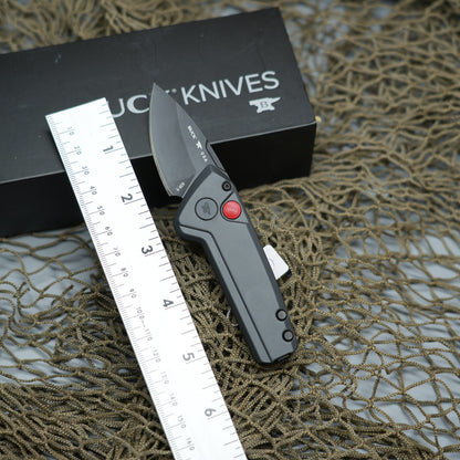 Buck 839 Mini Deploy AUTO Folding Knife 1.875" 154CM Black Cerakote Drop Point Blade, Sniper Gray Aluminum Handles