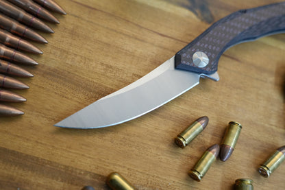 Zero Tolerance 0462 Dmitry Sinkevich Flipper Knife 3.75" CPM-20CV Two-Tone Blade, Red Carbon Fiber and Titanium Handles