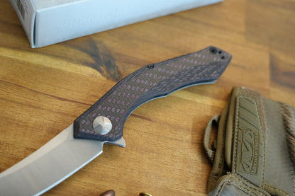 Zero Tolerance 0462 Dmitry Sinkevich Flipper Knife 3.75" CPM-20CV Two-Tone Blade, Red Carbon Fiber and Titanium Handles