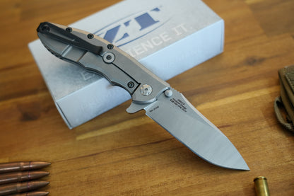 Zero Tolerance Hinderer 0562CF Flipper 3.5" CPM-20CV Satin/Stonewashed Plain Blade, Carbon Fiber with Titanium Back Handle