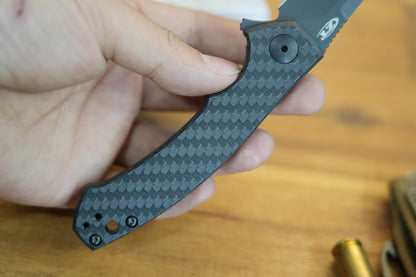 Zero Tolerance 0450CF Dmitry Sinkevich Flipper 3.25" S35VN Black Blade, Carbon Fiber and Titanium Handles