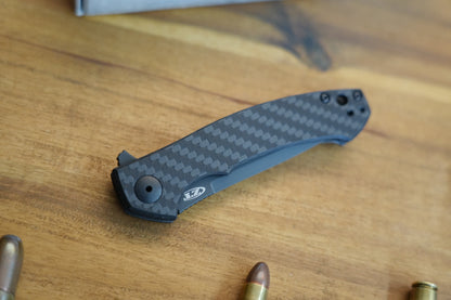 Zero Tolerance 0450CF Dmitry Sinkevich Flipper 3.25" S35VN Black Blade, Carbon Fiber and Titanium Handles