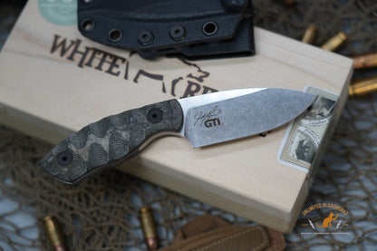 White River Knives Justin Gingrich GTI 3" S35VN Stonewashed Blade, Micarta Handles, Kydex Sheath - WRGTI3-LBO