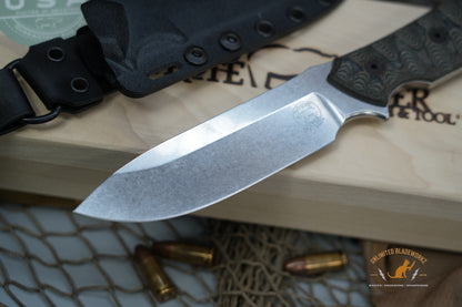 White River Knives Justin Gingrich GTI 4.5" CPM-S35VN Stonewashed Blade, Micarta Handle, Kydex Sheath - WRGTI45-LBO