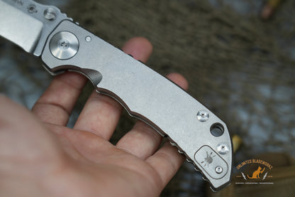 Spartan Blades SHF Harsey Folding Knife 3.95" S45VN Stonewashed Plain Blade, Titanium Handles - SF5SW