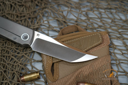 North Mountain Chop limited circle Tanto Titanium handle Zirconium Damascus clip N690 steel