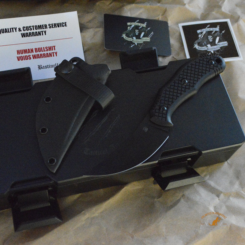Bastinelli Knives Custom Chopper Black G10 Fixed Blade 3.5 M390