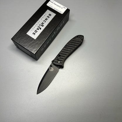 Benchmade Mini Presidio II Folding Knife 3.20" S30V Black Cerakote Plain Blade, Milled Black CF-Elite Handles - 575BK-1