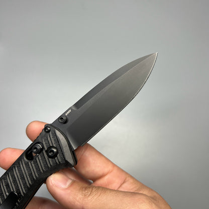 Benchmade Mini Presidio II Folding Knife 3.20" S30V Black Cerakote Plain Blade, Milled Black CF-Elite Handles - 575BK-1