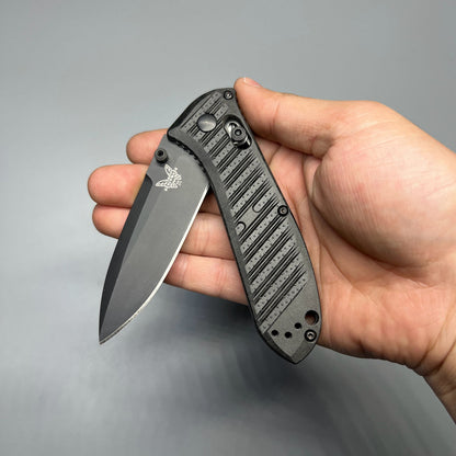 Benchmade Mini Presidio II Folding Knife 3.20" S30V Black Cerakote Plain Blade, Milled Black CF-Elite Handles - 575BK-1