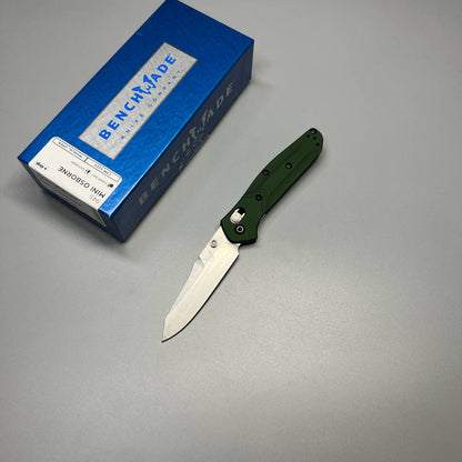 Benchmade 945 Mini Osborne Folding Knife 2.92" S30V Satin Plain Blade, Green Aluminum Handles