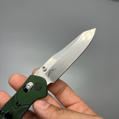 Benchmade 945 Mini Osborne Folding Knife 2.92" S30V Satin Plain Blade, Green Aluminum Handles