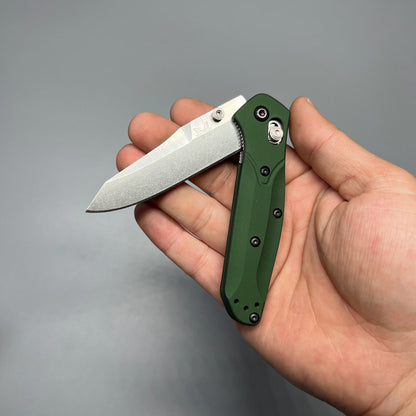 Benchmade 945 Mini Osborne Folding Knife 2.92" S30V Satin Plain Blade, Green Aluminum Handles