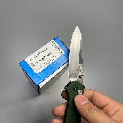 Benchmade 945 Mini Osborne Folding Knife 2.92" S30V Satin Plain Blade, Green Aluminum Handles