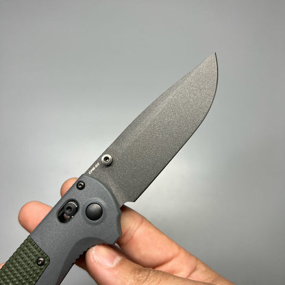 Benchmade Redoubt AXIS Folding Knife 3.55" CPM-D2 Graphite Black Plain Blade, Gray and Green Grivory Handles - 430BK