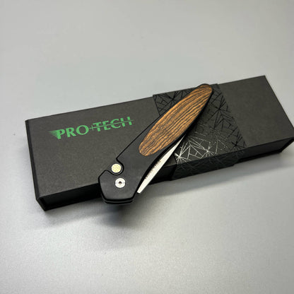 Pro-Tech Newport Automatic Knife bocote wood (3" Stonewash) 3427-b