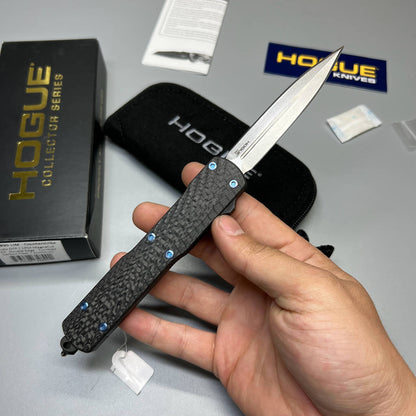 Hogue Collector Series Counterstrike OTF AUTO Knife 3.35" CPM-MagnaCut Tumble Finish Double-Edge Dagger Blade, Carbon Fiber and Black Aluminum Handles - 34890-LIM