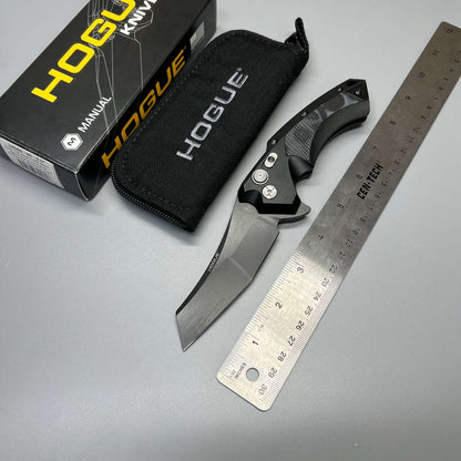 Hogue X5 Flipper 3.5" Black CPM-154 Modified Wharncliffe Blade, Black Aluminum Handles with G-Mascus Inlays - 34569