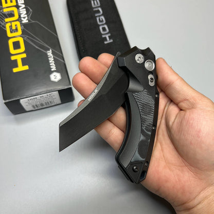 Hogue X5 Flipper 3.5" Black CPM-154 Modified Wharncliffe Blade, Black Aluminum Handles with G-Mascus Inlays - 34569