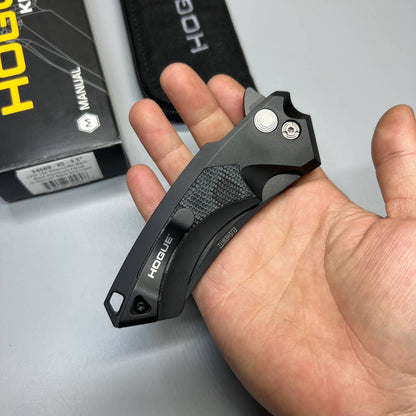 Hogue X5 Flipper 3.5" Black CPM-154 Modified Wharncliffe Blade, Black Aluminum Handles with G-Mascus Inlays - 34569